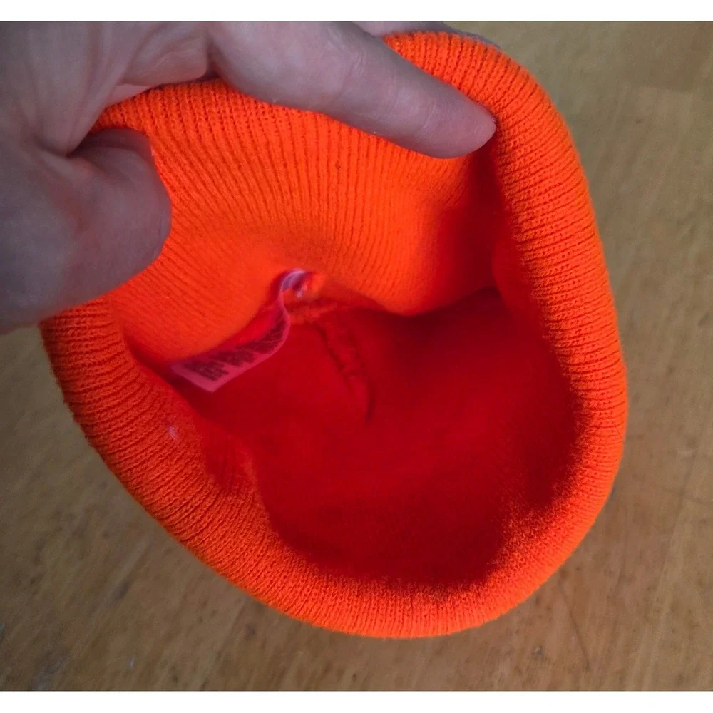 Carhartt Knit Cuffed Beanie Infant Toddler Bright Orange Neon Ribbed Logo Patch